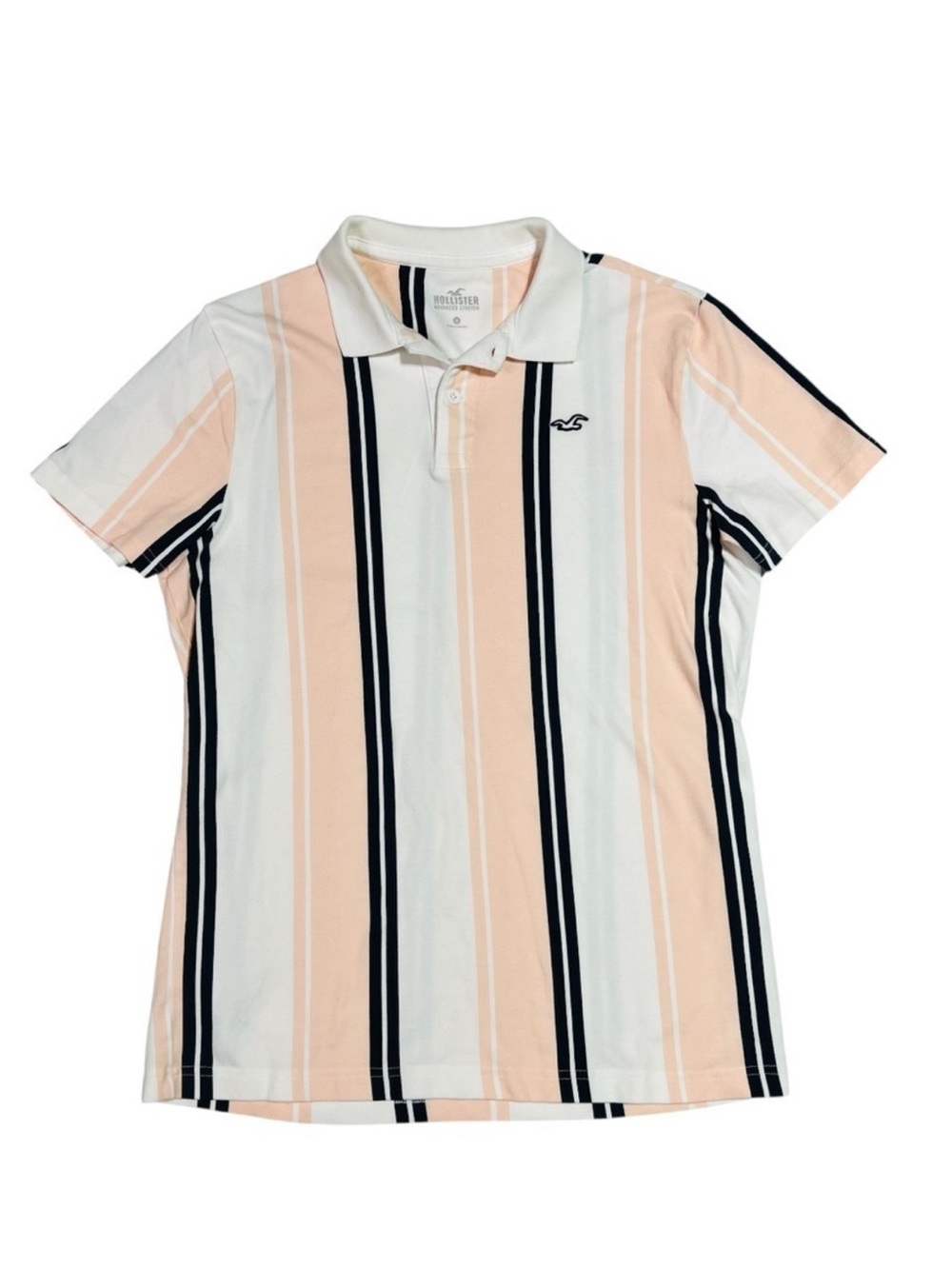 Hollister Polo with Peach and Black Stripes